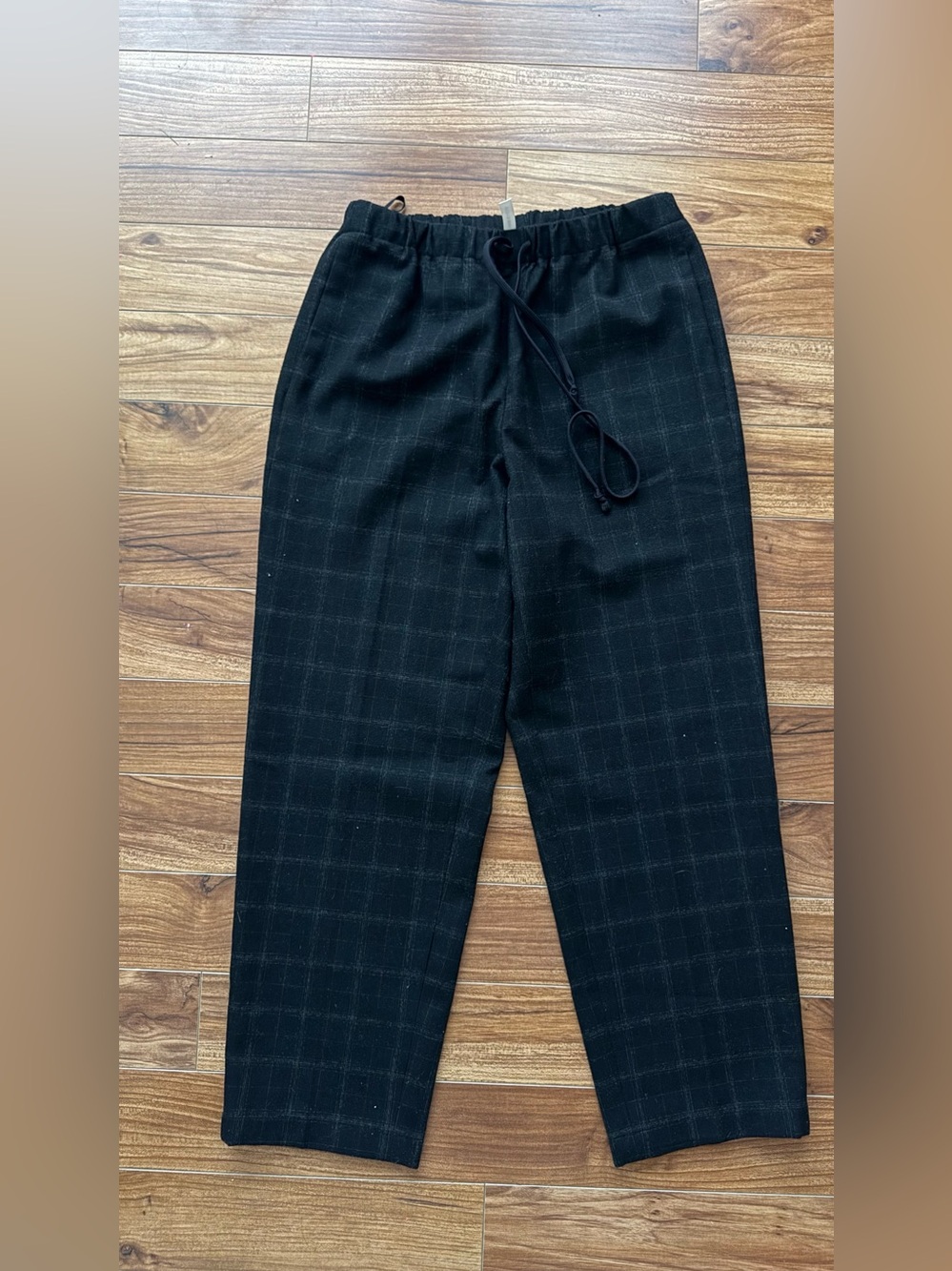 The Group by Babaton Plaid Drawstring Trousers - Black - Size S